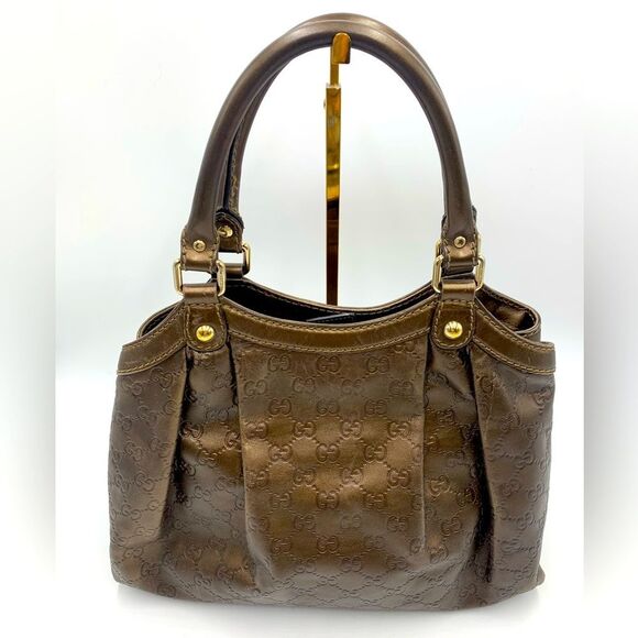 Auth GUCCI Guccisima Bronze Metallic Sukey Handbag Preloved Excellent Condition. - Picture 4 of 13